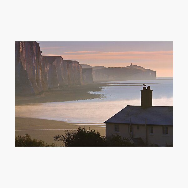Sussex coast guard cottages Photographic Print