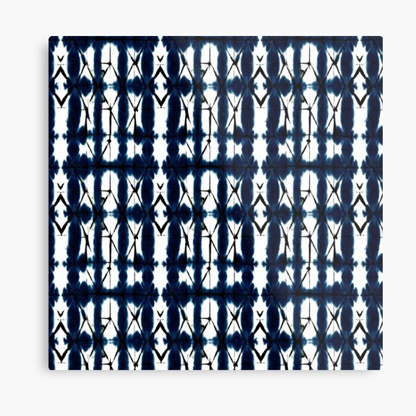 Diamond Shibori Indigo Pattern Metal Print