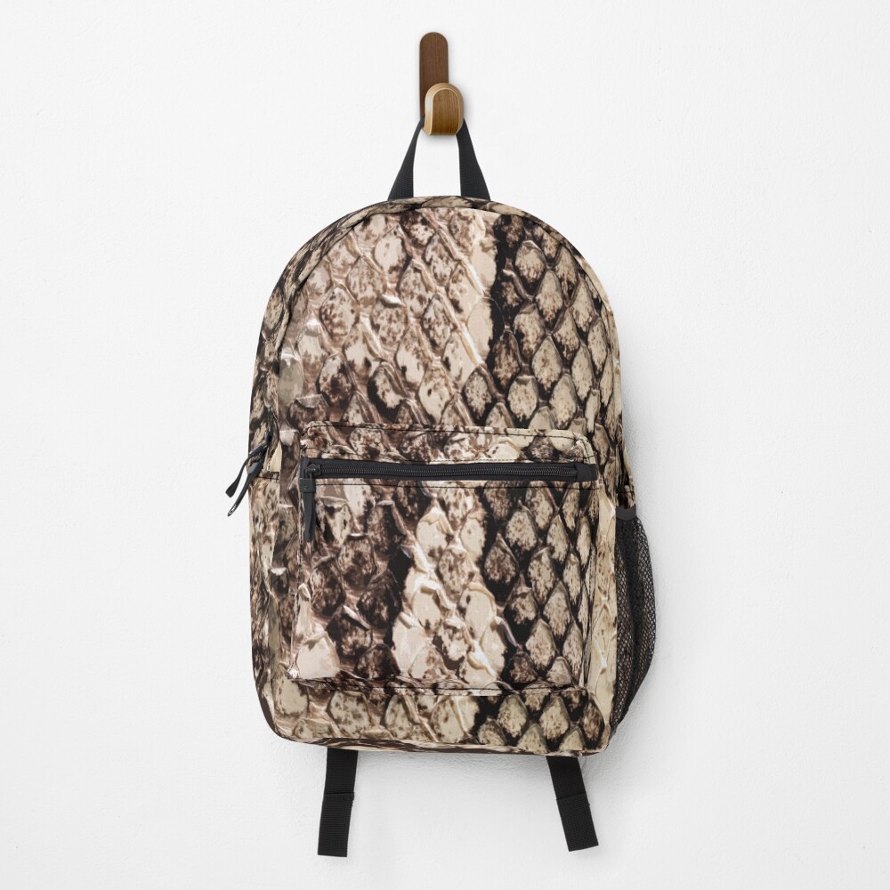 snakeskin print backpack