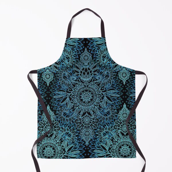 Item preview, Black, Teal & Aqua Protea Doodle Pattern designed and sold by micklyn.