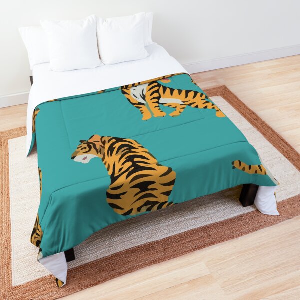 Seamless pattern with cute tigers Comforter