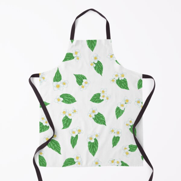 Item preview, semless pattern branch flower jasmine with green leaves cartoon watercolour style isolated on white background. Digital art Hand-draw branch flowers. designed and sold by Yevheniia Hulinska.