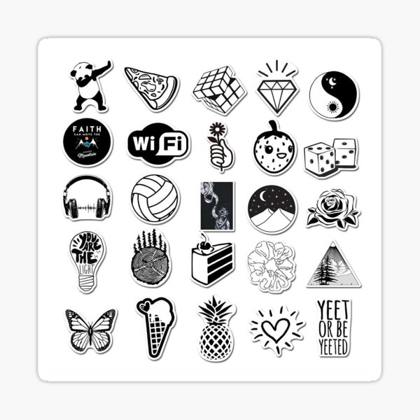 "Black and white sticker pack" Sticker by makennathatgirl Redbubble