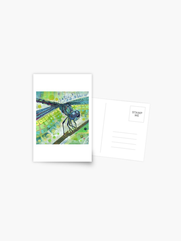 Thumbnail 1 of 2, Postcard, Dragonfly on a Branch designed and sold by gwennpaints.