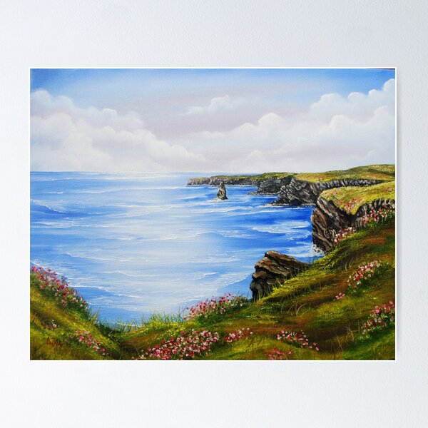 Kilkee Cliffs Oil Painting Poster