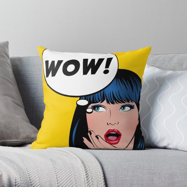 accrocheur, pop art, illustration, de, a, femme Coussin