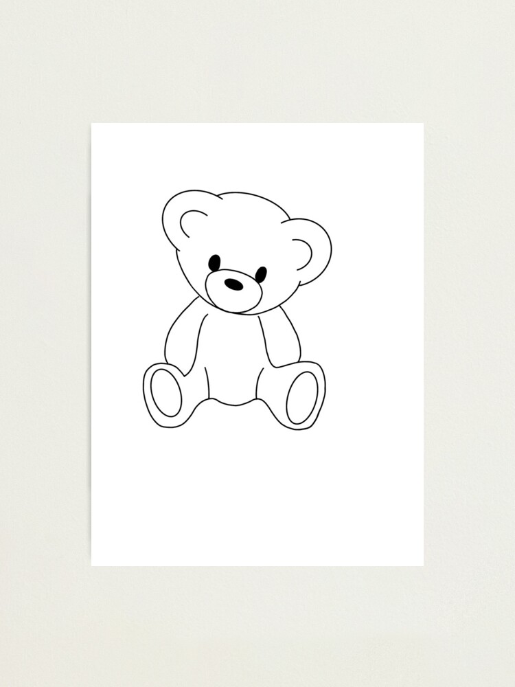 Cute Outline Teddy Bear Photographic Print for Sale by emmync