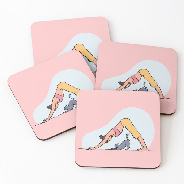 Item preview, YOGA PRACTICE WITH CAT downward dog designed and sold by Trio's Stuff.