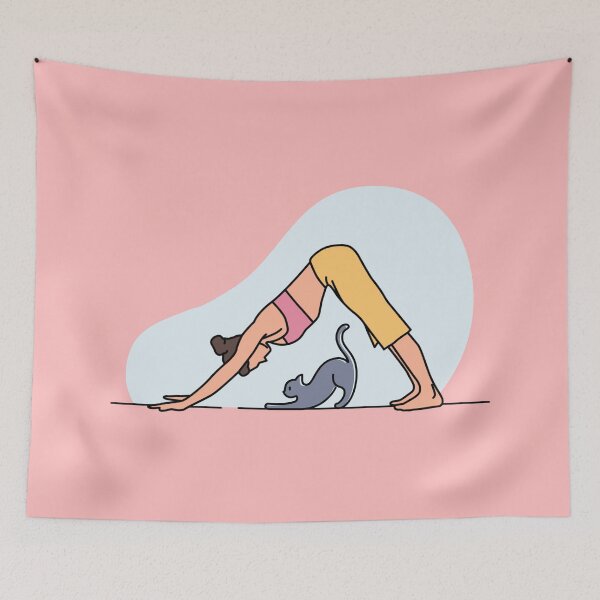 Item preview, YOGA PRACTICE WITH CAT downward dog designed and sold by Trio's Stuff.