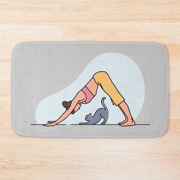 Item preview, YOGA PRACTICE WITH CAT downward dog designed and sold by Trio's Stuff.