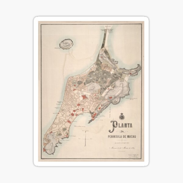 Item preview, Vintage Macau China Map (1889) designed and sold by BravuraMedia.