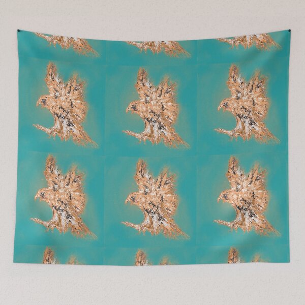 Item preview, Hawk in cream and turquoise designed and sold by Nicole Leidenfrost.