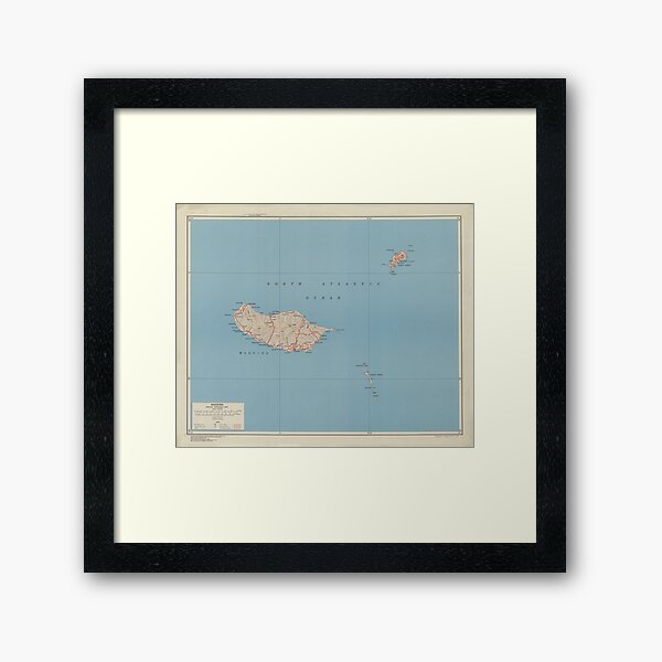 Vintage Madeira Island Map (1943) Framed Art Print