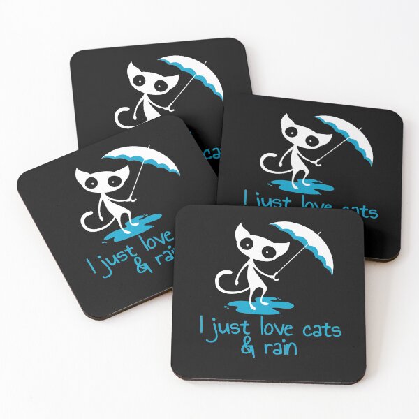 Item preview, I Just Love Cats & Rain Funny Cat With Umbrella Gift For Her Cat & Kitten Lover designed and sold by FunnySunny T-Shirts.