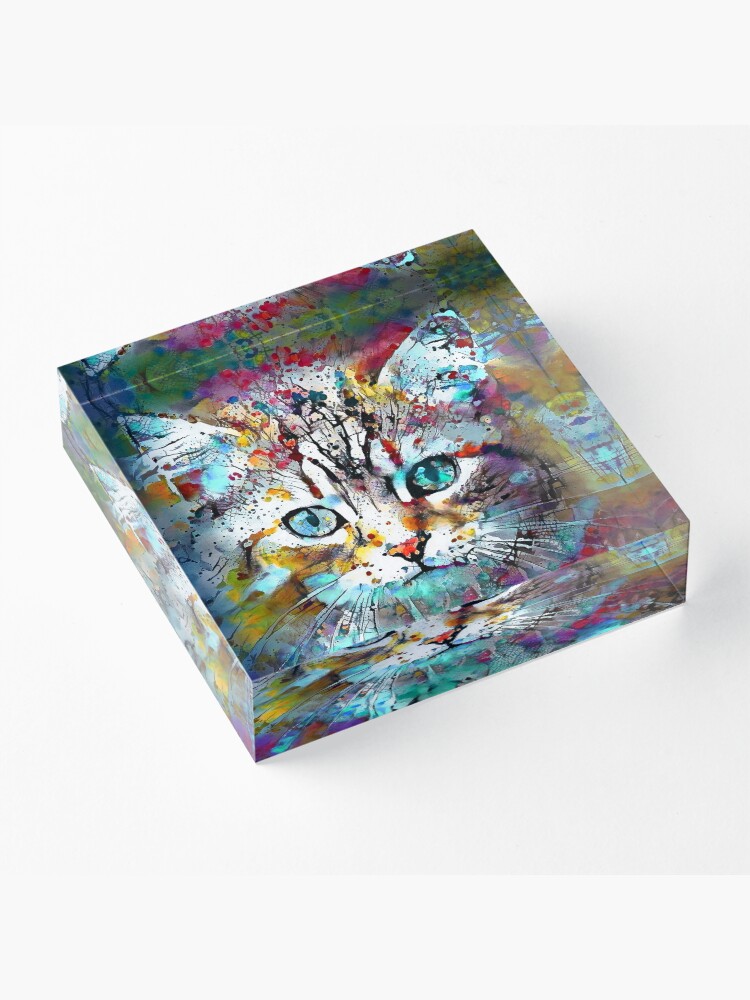 Alternate view of Abstractions of abstract abstraction of cat Acrylic Block