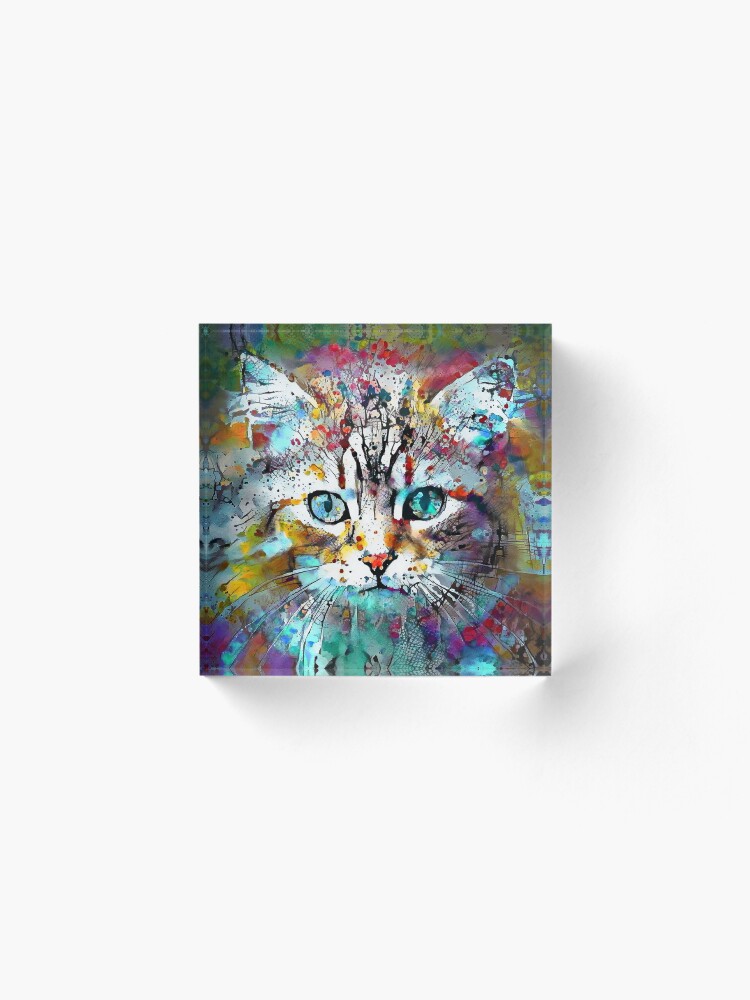 Alternate view of Abstractions of abstract abstraction of cat Acrylic Block