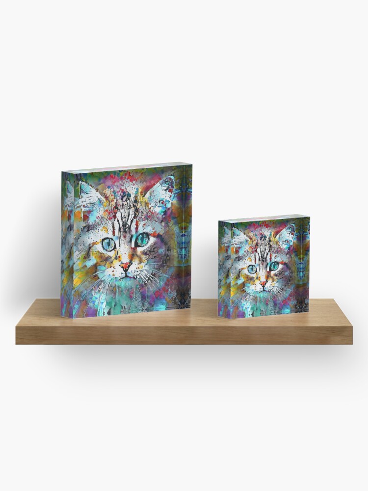 Alternate view of Abstractions of abstract abstraction of cat Acrylic Block