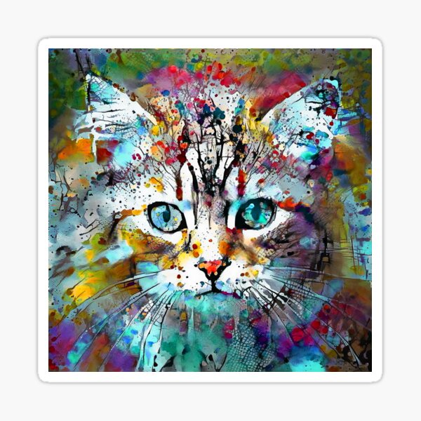 Abstractions of abstract abstraction of cat Sticker