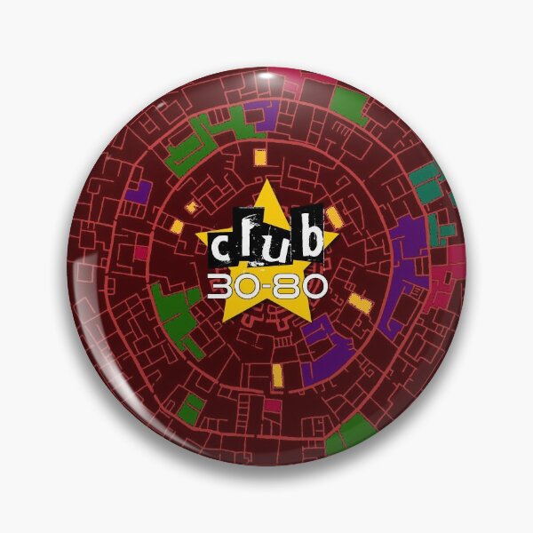 Item preview, Club 30-80 logo, yellow star on a coloured circular settlement map designed and sold by Club30-80.