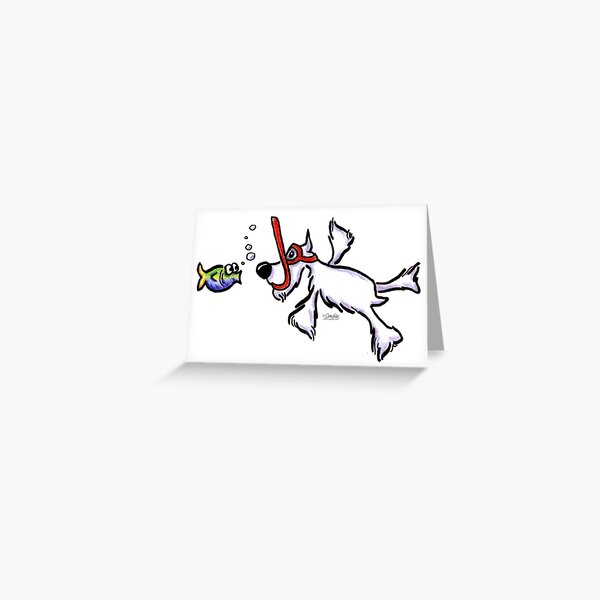 White Schnauzer Snorkel Buddy Greeting Card