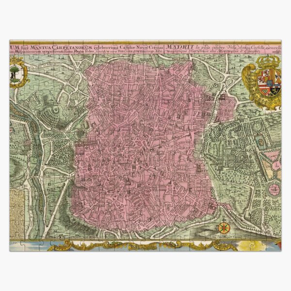 Vista previa del artículo con la obra «Mapa vintage de Madrid España (1730)», diseñado y vendido por BravuraMedia.