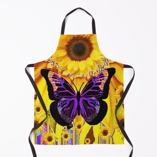 Item preview, YELLOW SUNFLOWERS BLACK FANTASY BUTTERFLY ABSTRACT designed and sold by sharlesart.