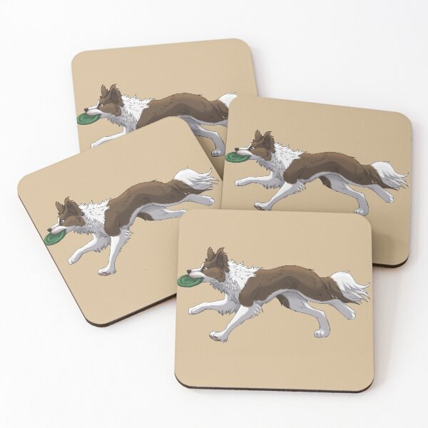 Item preview, Running Brown Border Collie with Frisbee  designed and sold by Bamsdrawz.