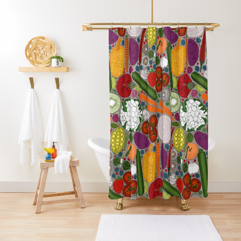 the good stuff taupe Shower Curtain