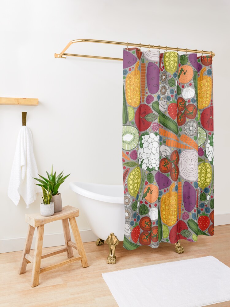 Alternate view of the good stuff taupe Shower Curtain