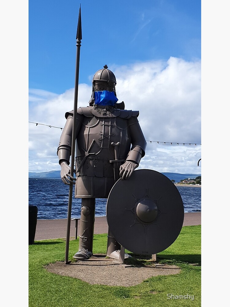 "Viking Statue Largs North Ayrshire Scotland with Covid 19 Mask" Metal