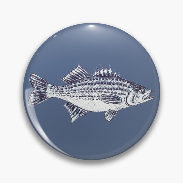 Item preview, Striped Bass Fish "Walter" in Slate Blue designed and sold by Michelebuttons.