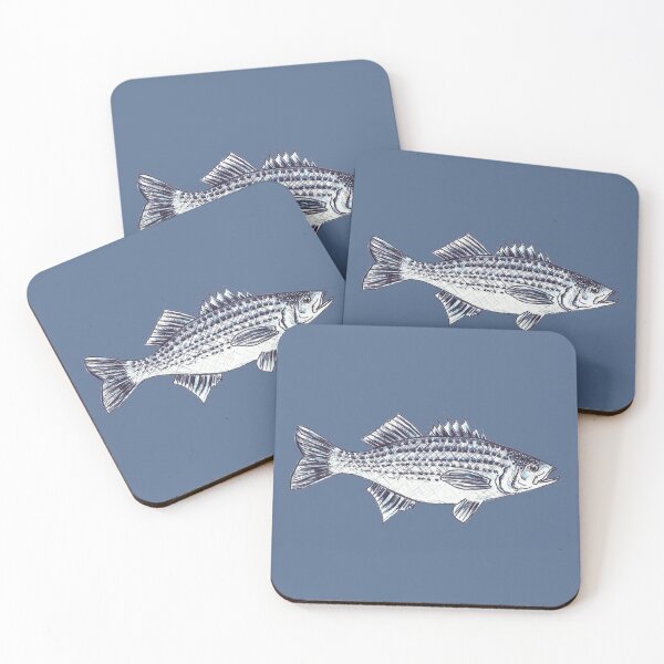 Striped Bass Fish Walter in Slate Blue Coasters (Set of 4) for