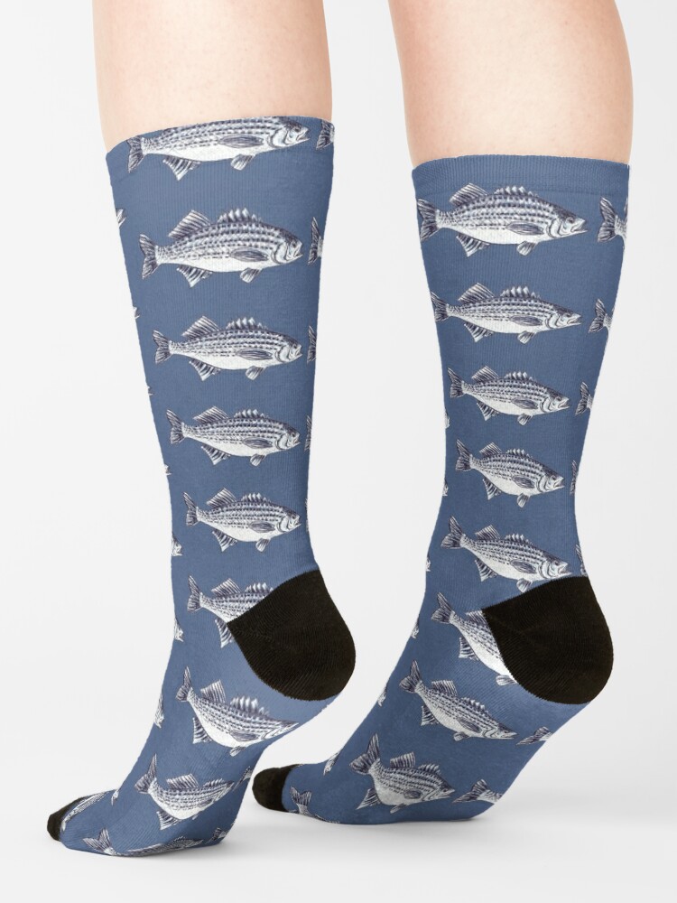 Disover Striped Bass Fish "Walter" in Slate Blue | Socks