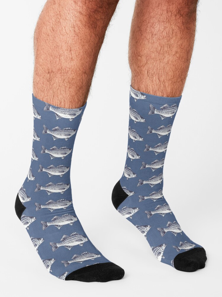 Discover Striped Bass Fish "Walter" in Slate Blue | Socks