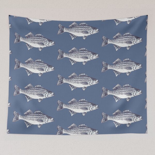 Item preview, Striped Bass Fish "Walter" in Slate Blue designed and sold by Michelebuttons.