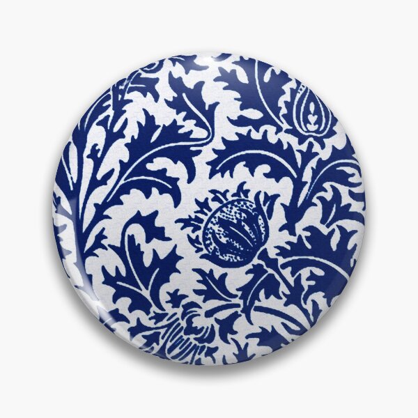 Artikelvorschau, William Morris Distel-Damast, Marineblau und Weiß entworfen und verkauft von Marymarice.
