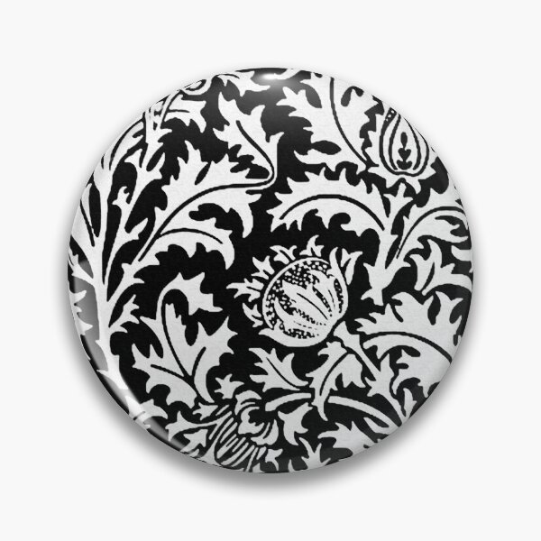 Item preview, William Morris Thistle Damask, Black and White   designed and sold by Marymarice.