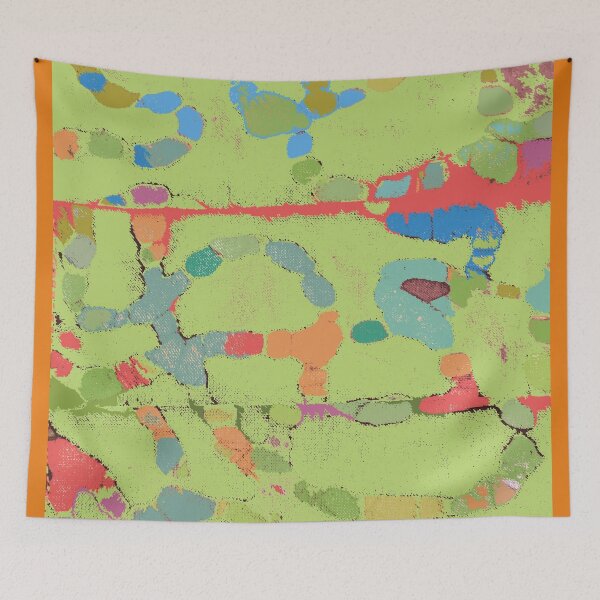 Item preview, Snails on Parade fabric art in lime green designed and sold by djrunnels.