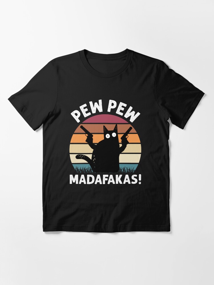 Alternate view of Vintage Retro Black Cat Pew Pew Madafakas! funny cat pew pew madafakas Essential T-Shirt