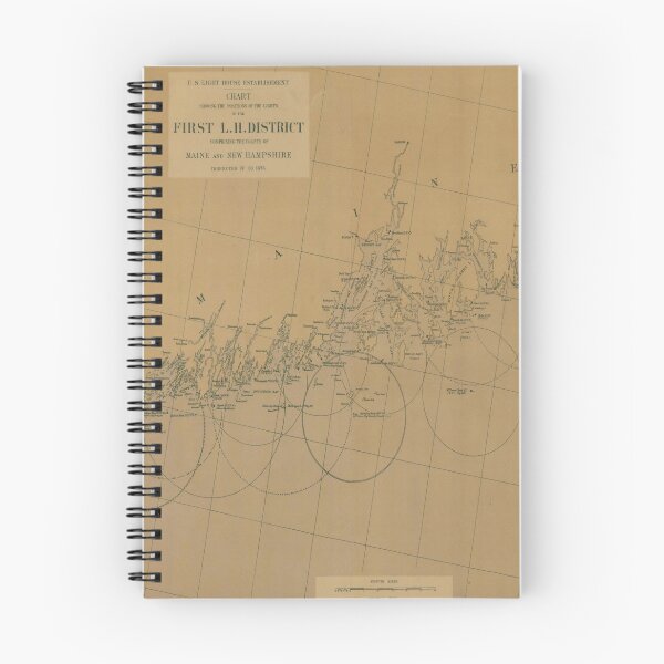Item preview, Vintage Maine Lighthouse Map (1876) designed and sold by BravuraMedia.