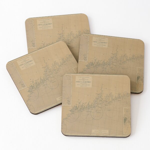 Item preview, Vintage Maine Lighthouse Map (1876) designed and sold by BravuraMedia.