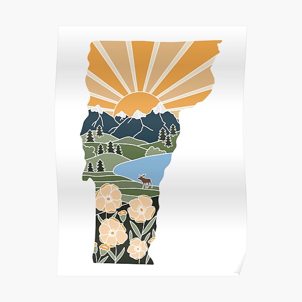 Vermont Illustrated Graphic Poster