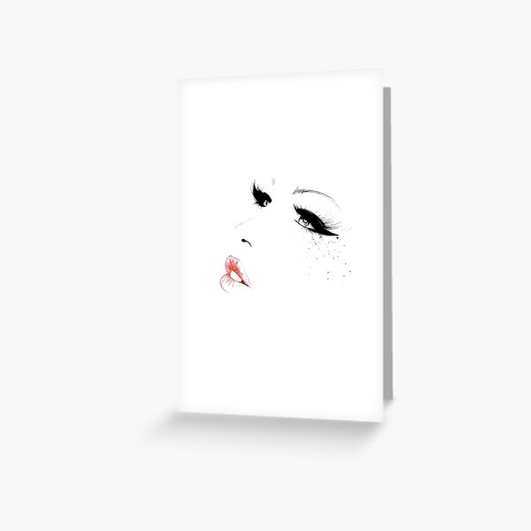 Art of woman face in red bubble Greeting Card