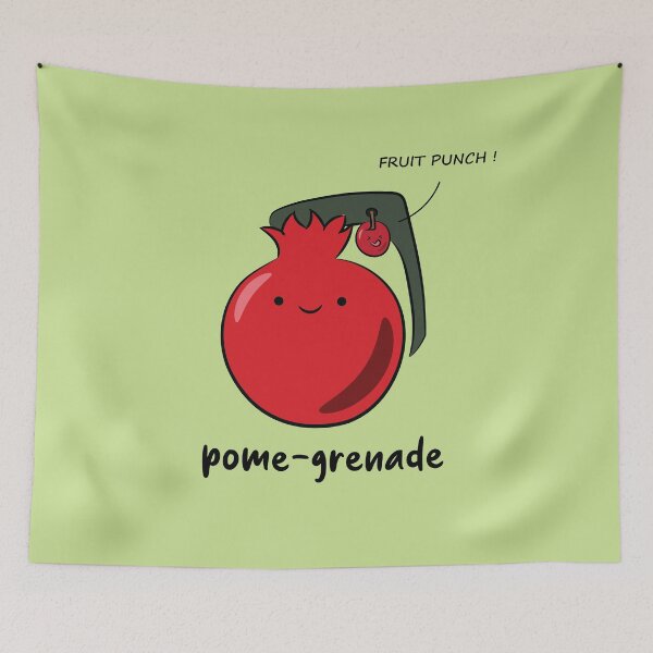 Item preview, Kawaii Pomegranate ,  Pome-grenade, funny pun  designed and sold by DD1492.