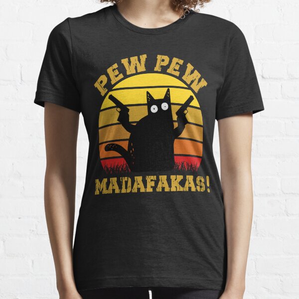 Vintage Retro Black Cat Pew Pew Madafakas! funny cat pew pew madafakas Essential T-Shirt