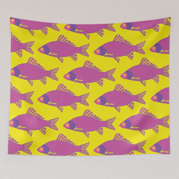 Item preview, Purple and Pink Tropical Fish Shoal Pattern designed and sold by RhubarbMyrtle.