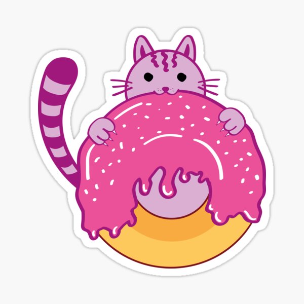 "Cute Cat With Donut" Sticker For Sale By Agras | Redbubble