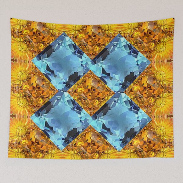 Item preview, BLUE TOPAZ GEMS WITH GOLDEN TOPAZ GEMS PATTERNS designed and sold by sharlesart.