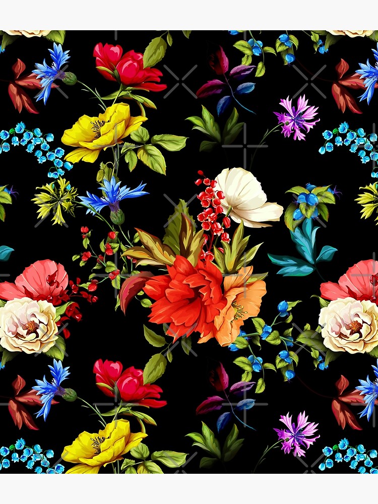 Hibiscus roses and colorful flowers floral pattern by Rakeshmurugan