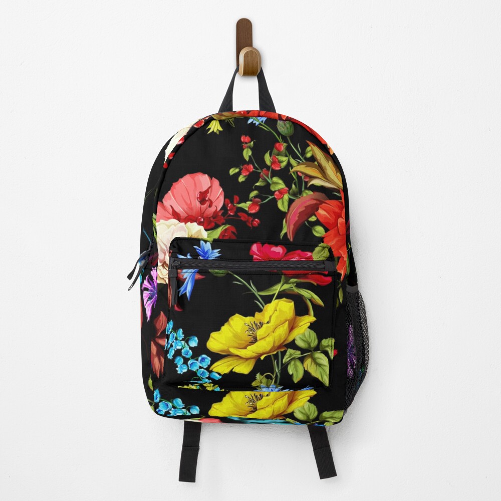Hibiscus roses and colorful flowers floral pattern Backpack
